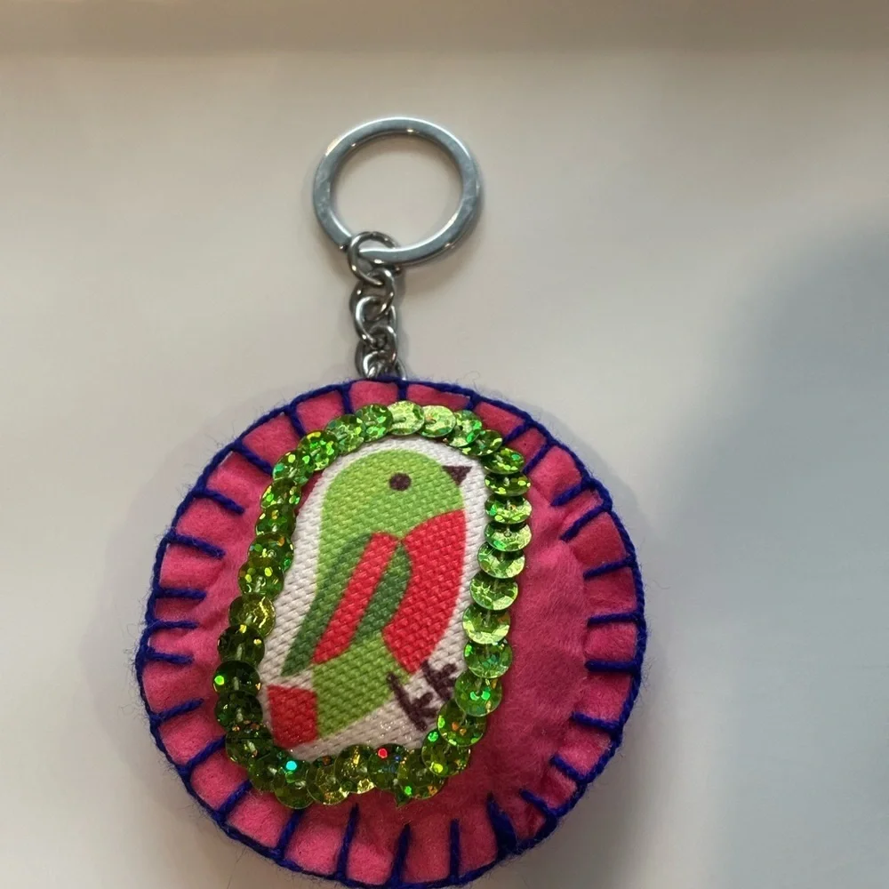 Colorful Bird Keychain with Sequins